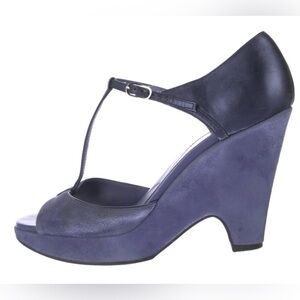 Tod's Blue Suede T-Strap Sandals Size 10.5